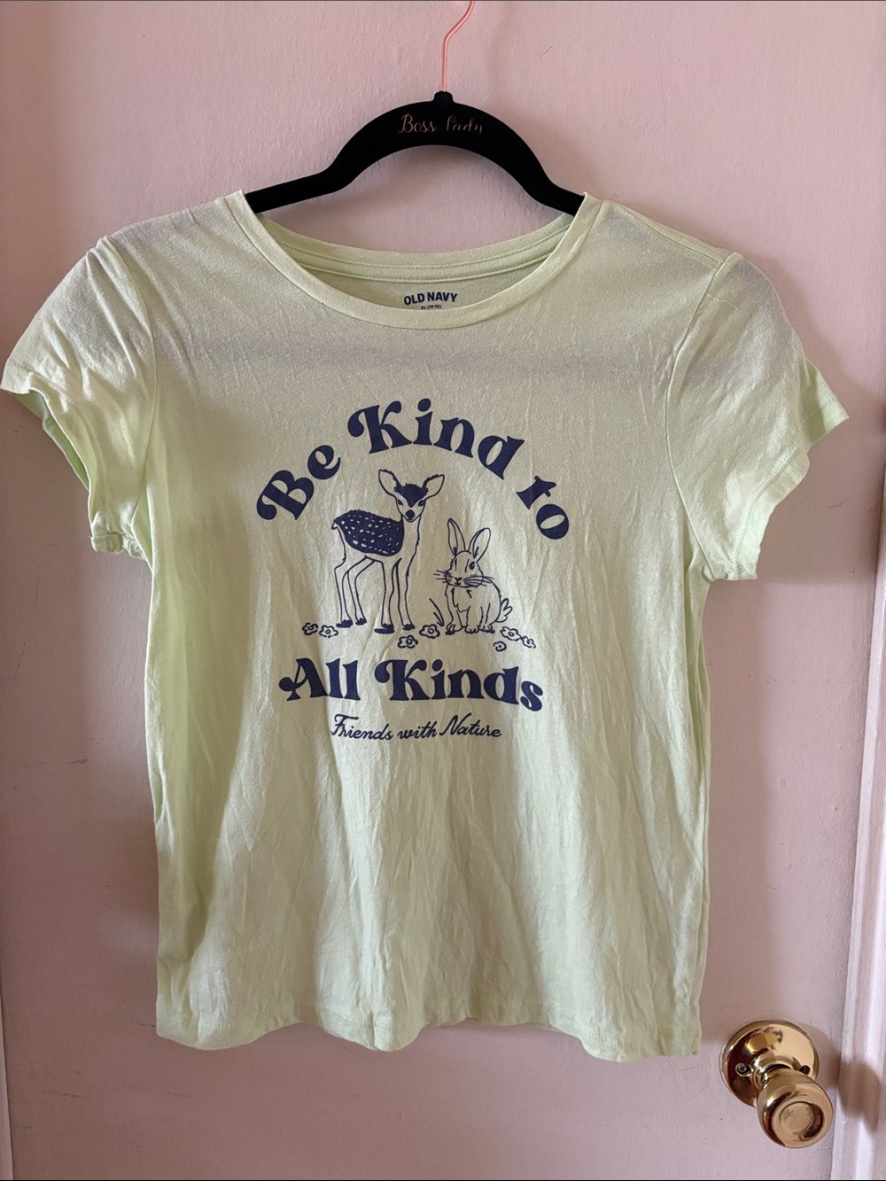 Old Navy Kids Green “Be Kind to All Kinds” Cute Animal Print Cotton T-shirt